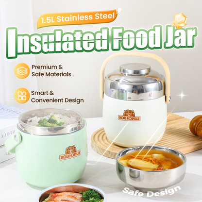 🥤 60% DE RÉDUCTION ! 🍱 Bocal Alimentaire Isotherme 1,5L en Acier Inoxydable – Garde Chaud/Froid 12h, Sans BPA & Couvercle-Bol Pratique 🍵