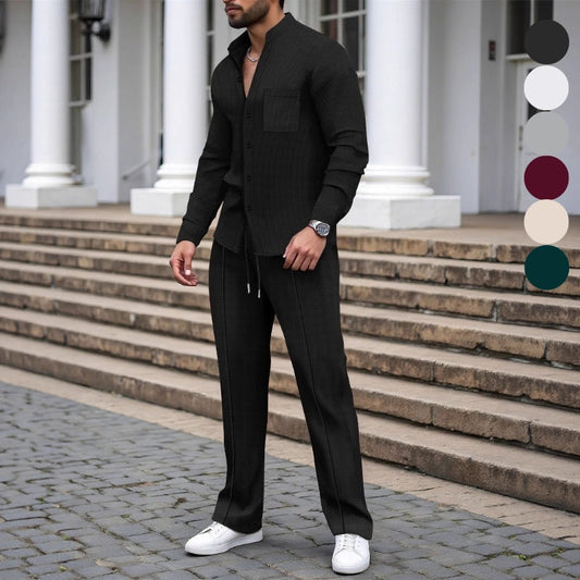 🔥Ensemble gaufré deux pièces pour homme – Design confortable, respirant et polyvalent 🍂