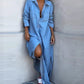 ❤️Robe chemise longue en denim limoné à boutons pour femme