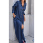 ❤️Robe chemise longue en denim limoné à boutons pour femme