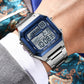 ⌚Montre numérique unisexe avec écran carré – affichage lumineux, étanche jusqu'à 50 mètres et bracelet léger et résistant