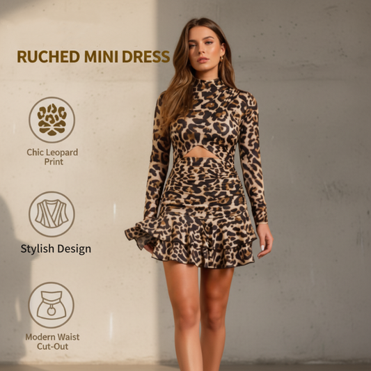 💐50% DE RÉDUCTION ! Mini-robe léopard à volants – Sexy & Parfaite pour Soirée 🐆🍸【Offre Flash】