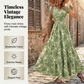 👗🌸50% de réduction 🍂 Robe longue à col en V et imprimé floral, avec smocks, pour femme🍁