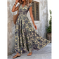 👗🌸50% de réduction 🍂 Robe longue à col en V et imprimé floral, avec smocks, pour femme🍁