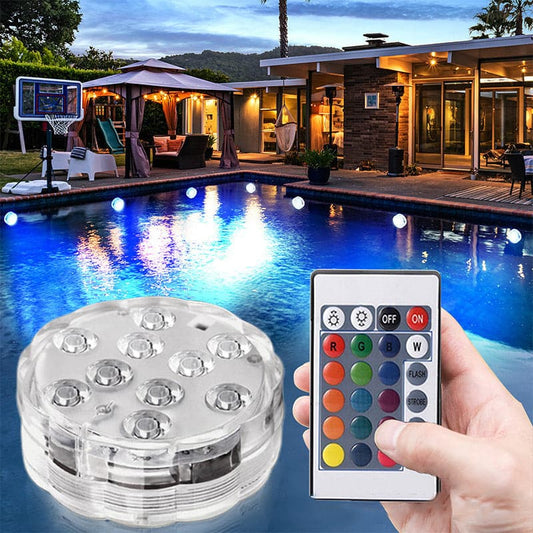 💧🏊✨ PROMO -50% ! Éclairage LED Étanche IP68 pour Piscine – 16 Couleurs, Télécommande & Piles Incluses (⌀7x3 cm)