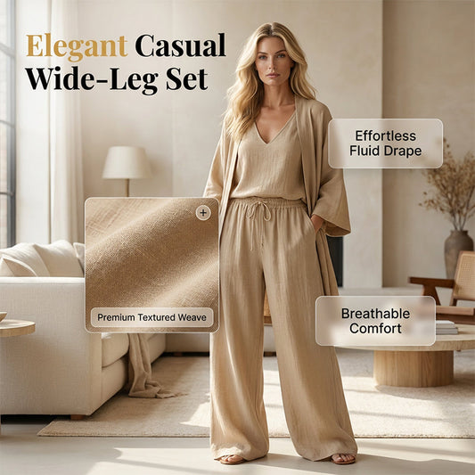 🔥Offre à durée limitée💃Ensemble élégant composé d'un pantalon à jambes larges et d'un cardigan💞LIVRAISON GRATUITE