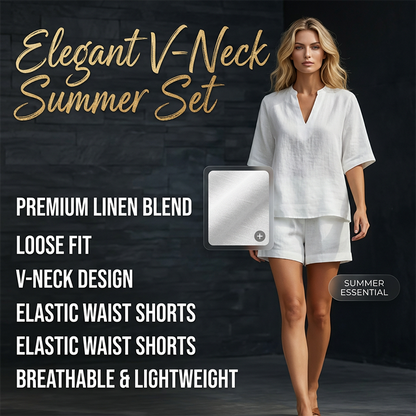 ⏰ Offre Limitée -50% | Ensemble Femme 2 Pièces Col V & Short Large