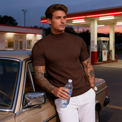 👔 DU CASUAL AU CHIC | T-shirt Côtelé à Col Montant -50 %