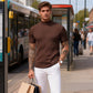 👔 DU CASUAL AU CHIC | T-shirt Côtelé à Col Montant -50 %