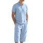Ensemble chemise et pantalon décontracté en lin pour homme