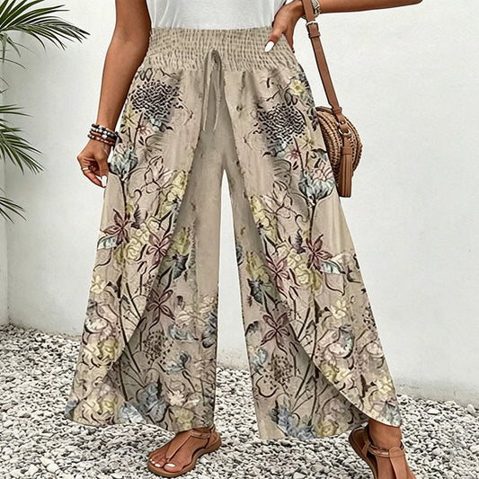 🔥 Offre limitée – Pantalon large à imprimé et cordon de serrage pour femme