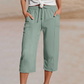 👚 50 % DE RÉDUCTION ! 🌸Pantalon court plissé en coton et lin uni pour femme