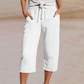 👚 50 % DE RÉDUCTION ! 🌸Pantalon court plissé en coton et lin uni pour femme