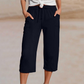 👚 50 % DE RÉDUCTION ! 🌸Pantalon court plissé en coton et lin uni pour femme