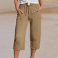 👚 50 % DE RÉDUCTION ! 🌸Pantalon court plissé en coton et lin uni pour femme