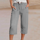 👚 50 % DE RÉDUCTION ! 🌸Pantalon court plissé en coton et lin uni pour femme