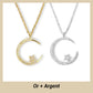 Collier Étincelant avec Pendentif d'Étoile et de Lune