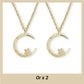 Collier Étincelant avec Pendentif d'Étoile et de Lune