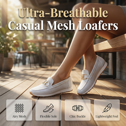 Mocassins décontractés en maille pour femme avec boucle métallique