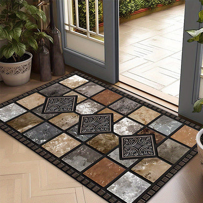 📢📢50 % DE RÉDUCTION !! ⏰ Paillasson Motif Pierre Géométrique – Antidérapant, Absorbant & Déco Tendance 🏡
