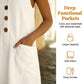✨ Robe sans manches lin-coton, col en U et poches