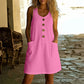 ✨ Robe sans manches lin-coton, col en U et poches