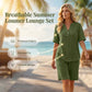 Ensemble décontracté uni pour femme : Haut à manches courtes et short