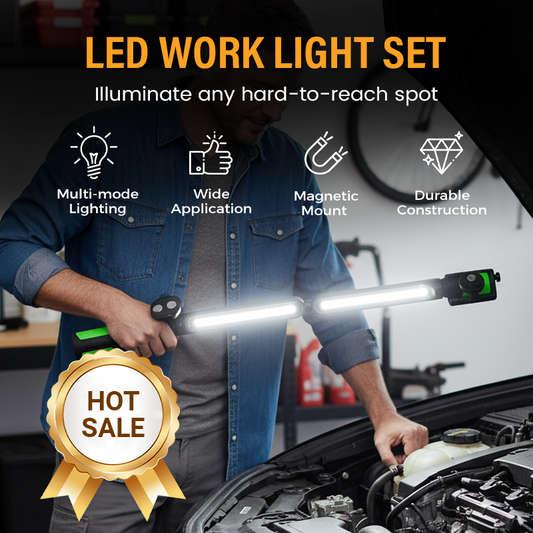 🔦🏕️🚗 OFFRE LIMITÉE 50% DE RÉDUCTION! Set de Lampes de Travail LED Portables Magnétiques – Rechargeables par USB, Résistantes à l’Eau, Autonomie Longue Durée – Parfait pour le Camping, la Réparation Auto et le Bricolage à Domicile 🔨🌙