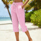 👖💐 PROMO FLASH 50% ! Pantalon Capri à Carreaux Femme – Tissu Coton-Lin Respirant, Taille Élastique à Cordon, Poches Latérales, 8 Coloris, Tailles S-3XL, Idéal Été & Vacances ✨☀️