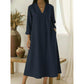 🔥Robe A-line en coton et lin à col en V pour femme