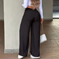 Pantalon Taille Haute Jambe Droite – Couture frontale, élastique dos & coupe flatteuse – Parfait pour un look élégant au quotidien 🌿