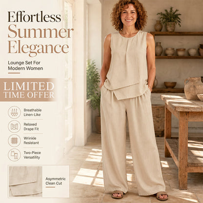 Ensemble haut asymétrique et pantalon large pour femme