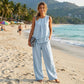 Ensemble haut asymétrique et pantalon large pour femme