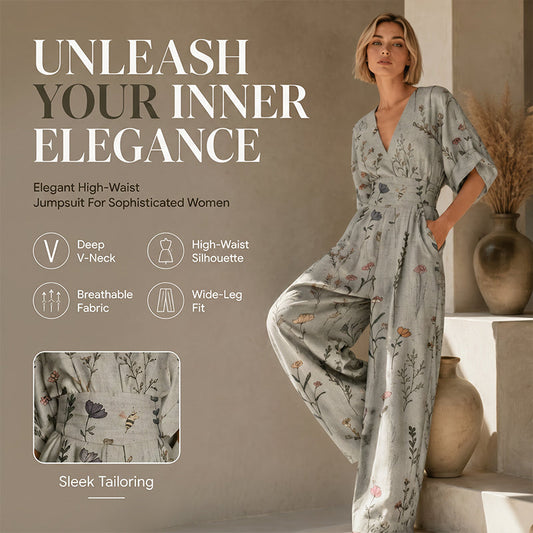 🌙 Offre valable jusqu'à minuit seulement ! Ne ratez pas cette occasion, vous risqueriez d'attendre un an ! Combinaison pantalon élégante à imprimé et col V pour femme.
