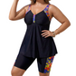 💞 Maillot de bain tankini fluide pour femme, composé d’un haut et d’un shorty – Effet ventre plat, shorty, bon maintien ✨