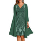 🔥Offre à durée limitée - Ensemble robe imprimée à manches longues et cardigan pour femme (2 pièces)