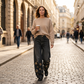 🖤Jean taille haute à jambes larges pour femme, orné d'œillets métalliques dorés, livraison gratuite