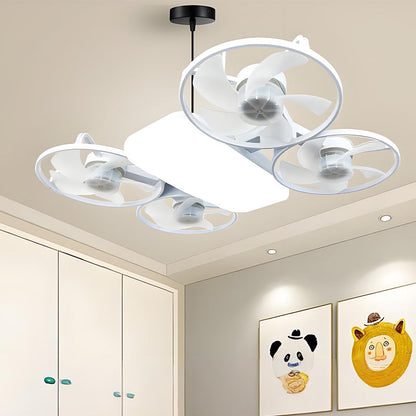 Ventilateur lumineux modèle drone E27 à 3 vitesses avec télécommande