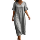 Robe midi ample à col en V et pompons pour femme