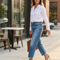 📢📢50% DE RÉDUCTION !! ⏰Jean Femme Rétro Court Coupe Droite