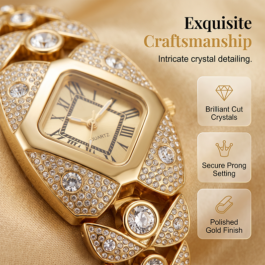 📢📢50% DE RÉDUCTION !! ⏰ Montre à quartz pour femme – Alliage – Cadran en losange et strass pour femme