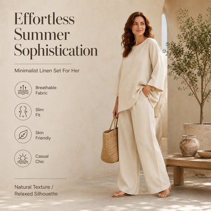 🌿 LÉGÈRETÉ SANS EFFORT | Ensemble 2 Pièces Femme en Mélange de Lin -50 %