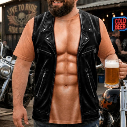 T-shirt humoristique pour homme avec faux imprimé musculaire