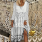Robe décontractée à manches longues en patchwork pour femme