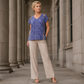 T-shirt ample à col en V imprimé léopard pour femme