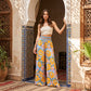 Pantalon large à taille haute à imprimé floral pour femme