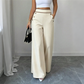 Pantalon large taille haute pour femme avec bordures contrastées