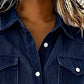 Chemise décontractée à côtes et boutons pour femme