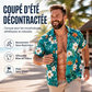 Chemise hawaïenne pour homme, manches courtes à imprimé floral tropical, chemise décontractée boutonnée pour la plage
