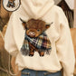 🐮💛 Sweat à Capuche Highland Cow Doublé Polaire – Ultra Doux & Confortable pour les Soirées Fraîches